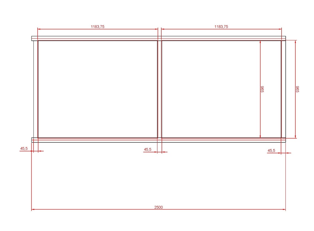Cloison modulaire plexi transparent 1 x ht 2.50 m